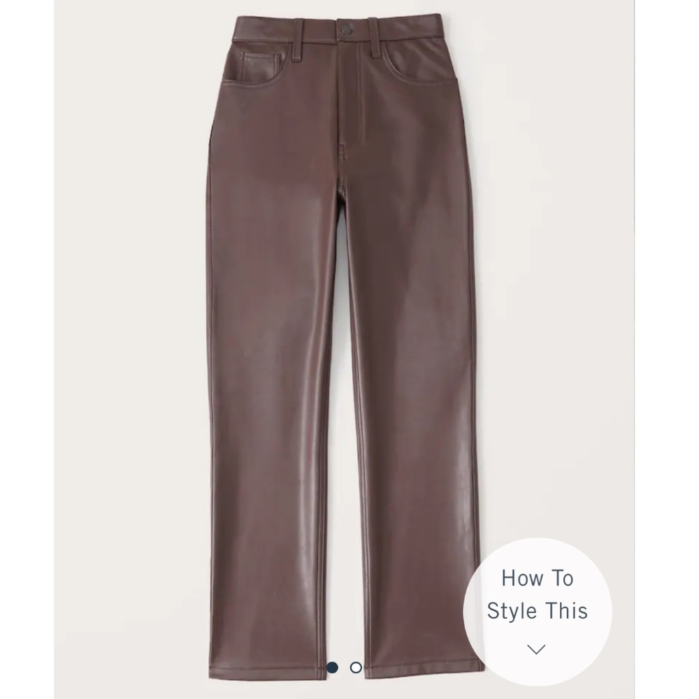 Abercrombie & Fitch Straight-Leg Faux Leather Pants in Brown